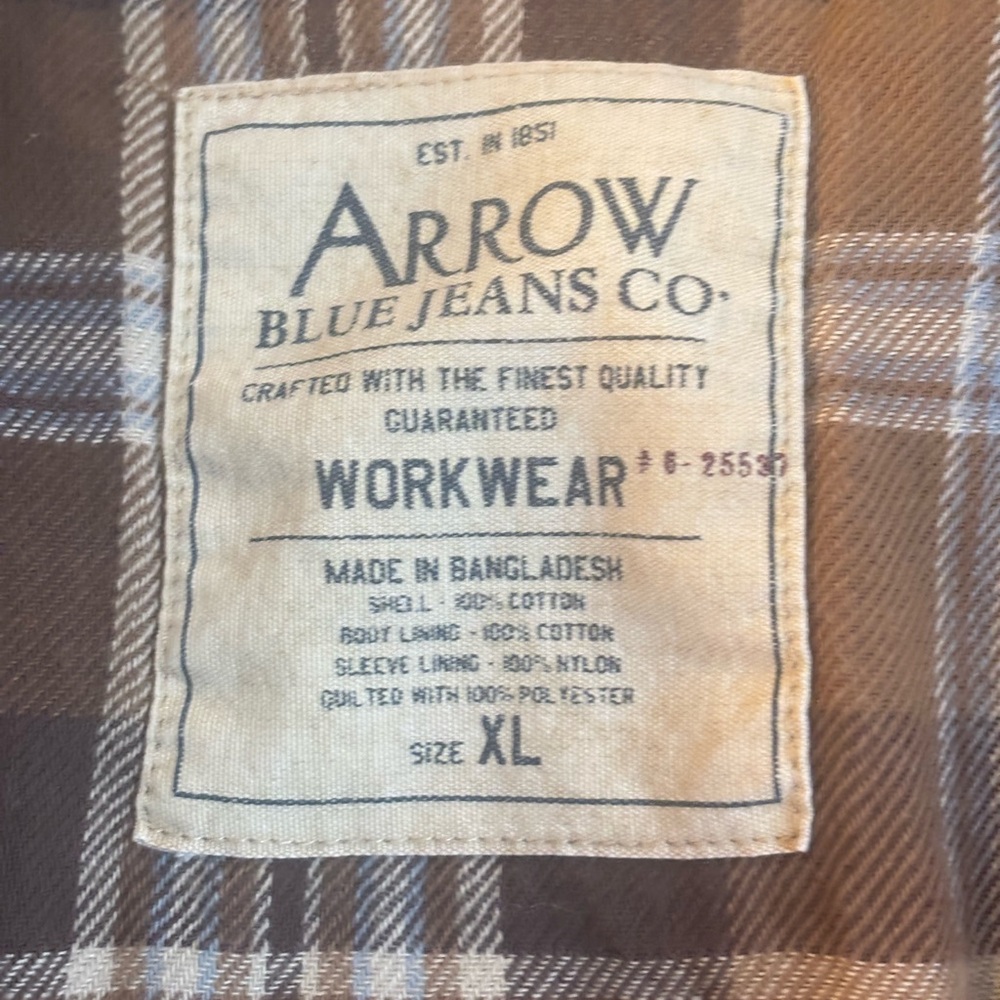 Arrow Vintage Blue Jean Workwear Barn buttoned down flannel lined jacket Size XL - Picture 3 of 3